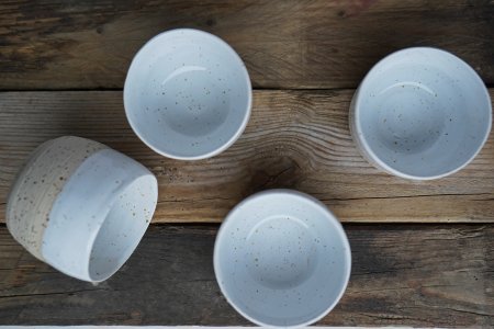 handgetöpferter weiß creme Keramik Mocca Espresso/Kaffee Becher